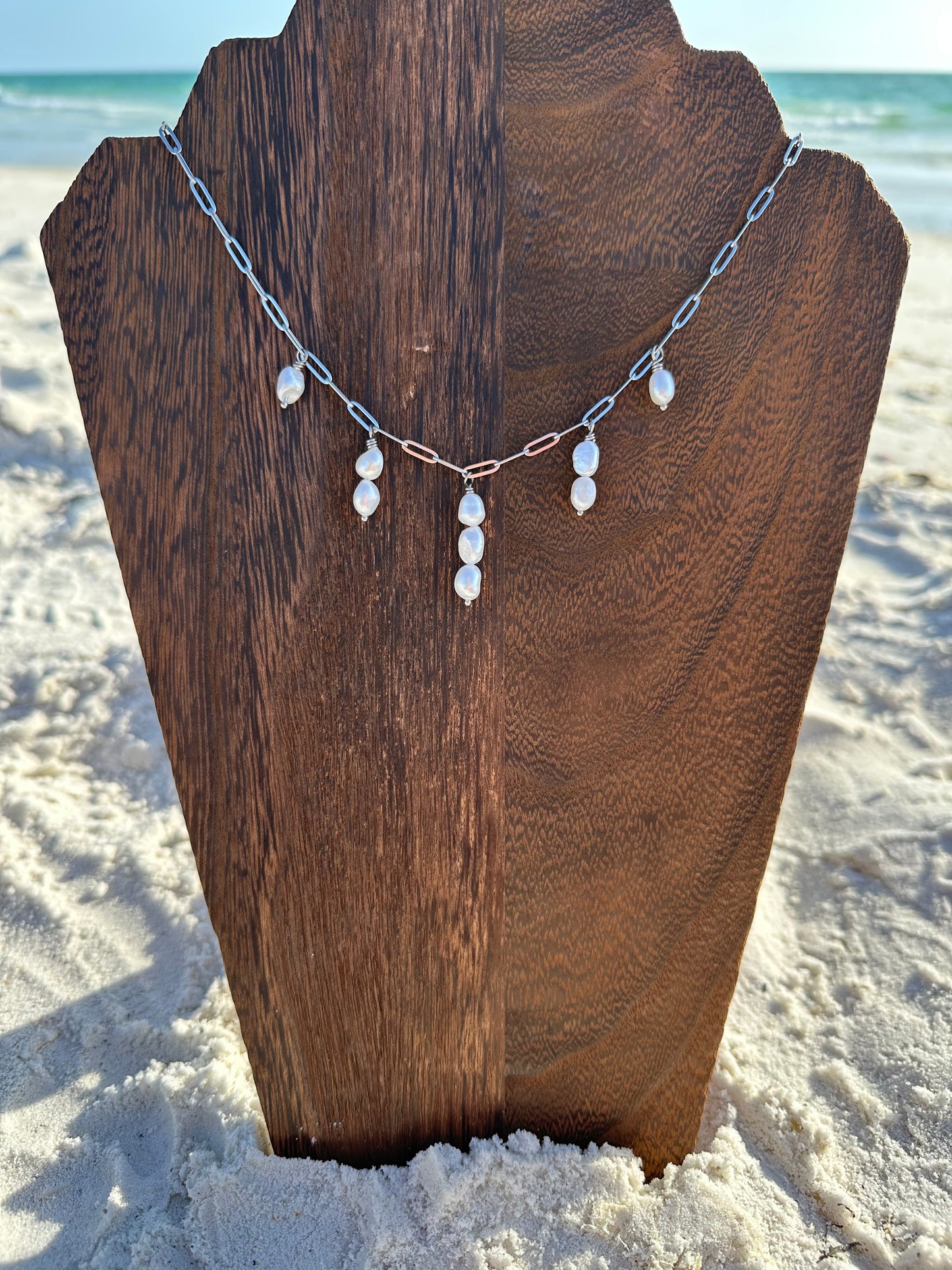 Multi Freshwater Pearl Paperclip Necklace