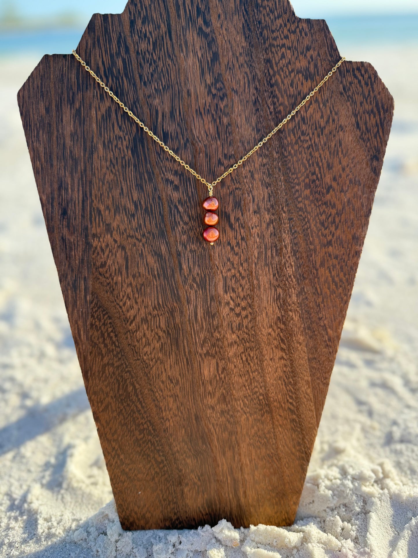 Rust Colored Freshwater Pearl Drop Necklace