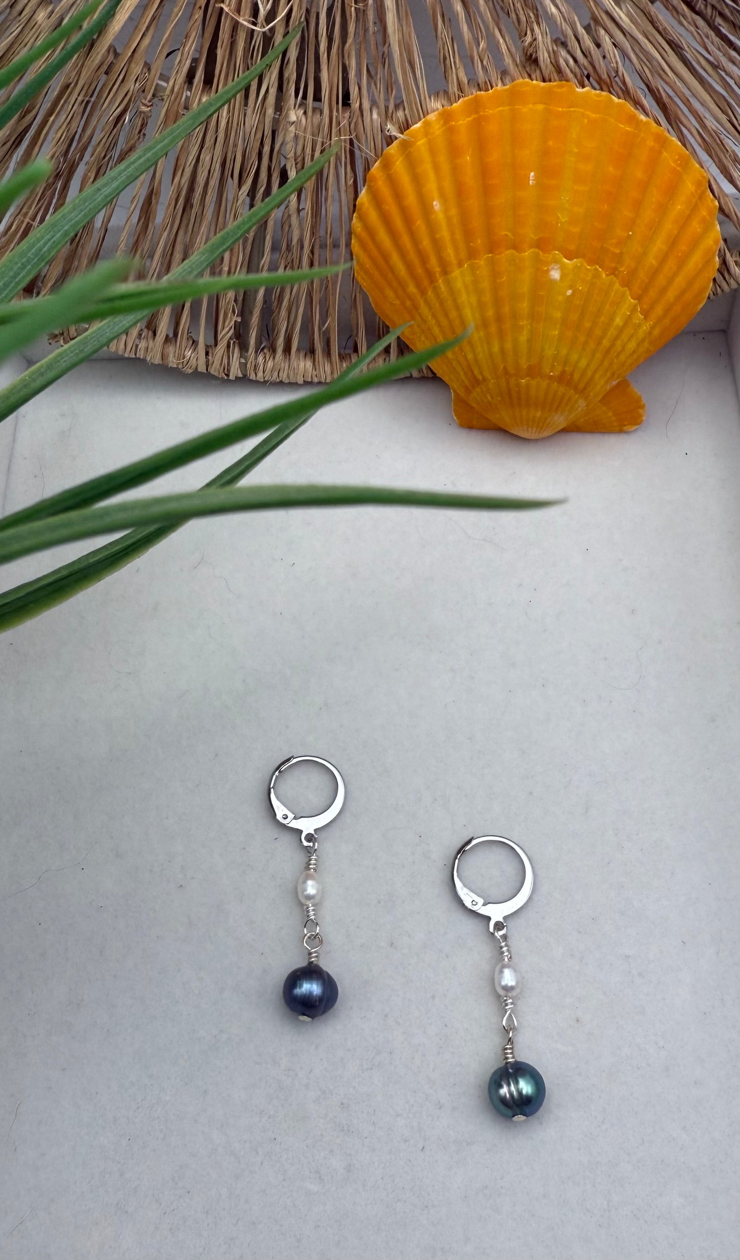 Peacock and Freshwater Pearl Earrings