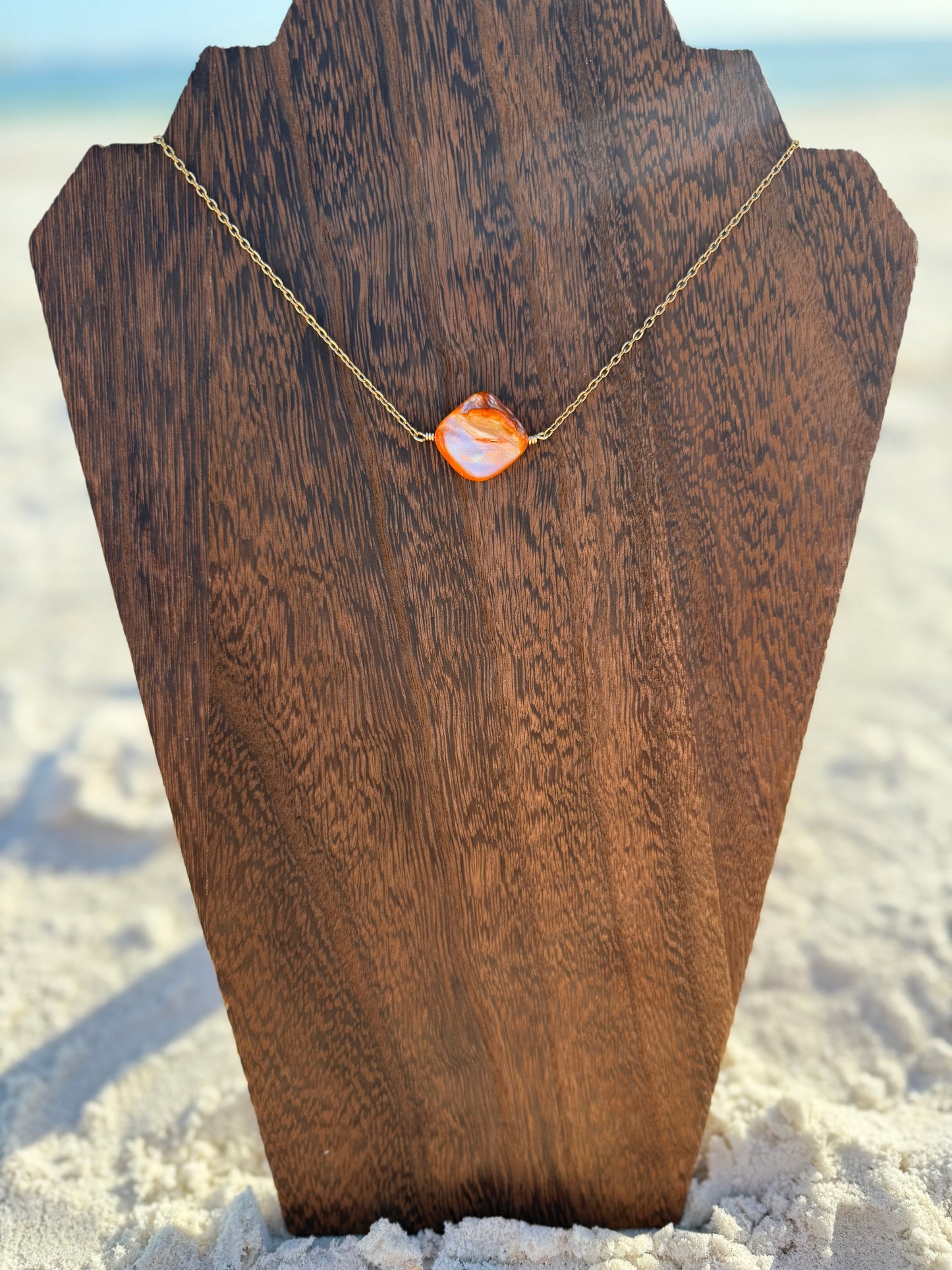 Orange Shell Bar Necklace
