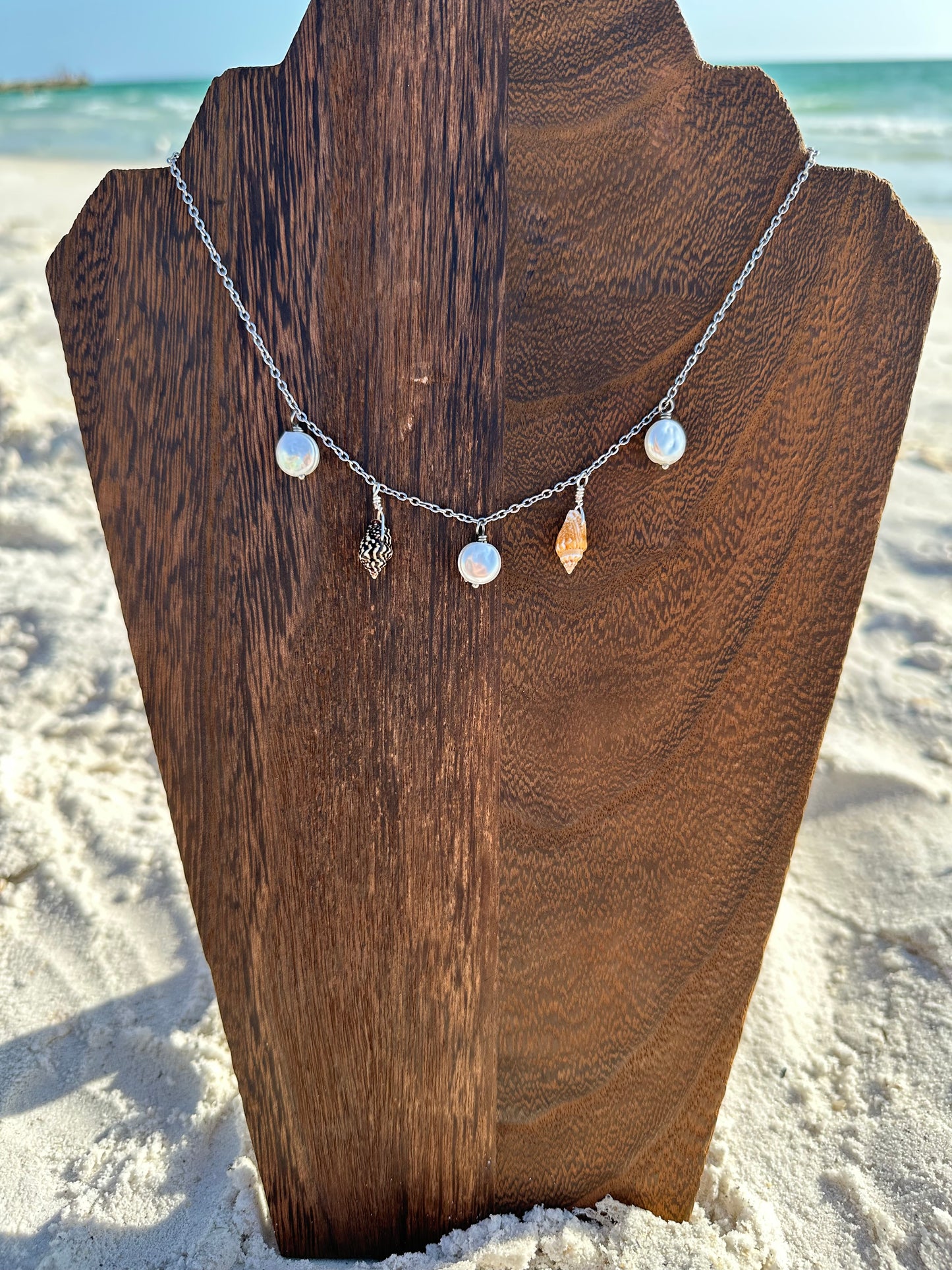 Coin Pearl and Conch Shell Multi Necklace