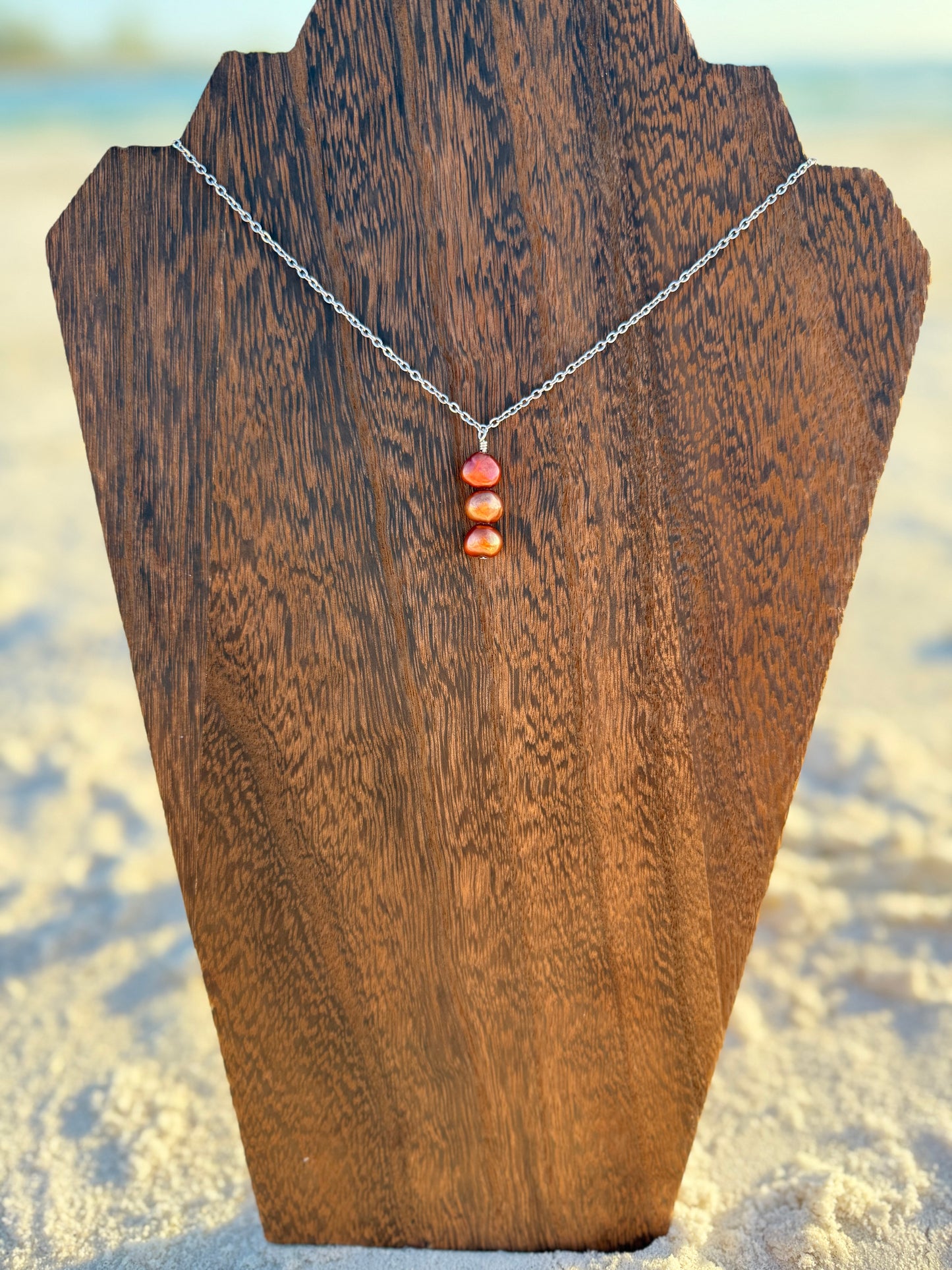 Rust Colored Freshwater Pearl Drop Necklace