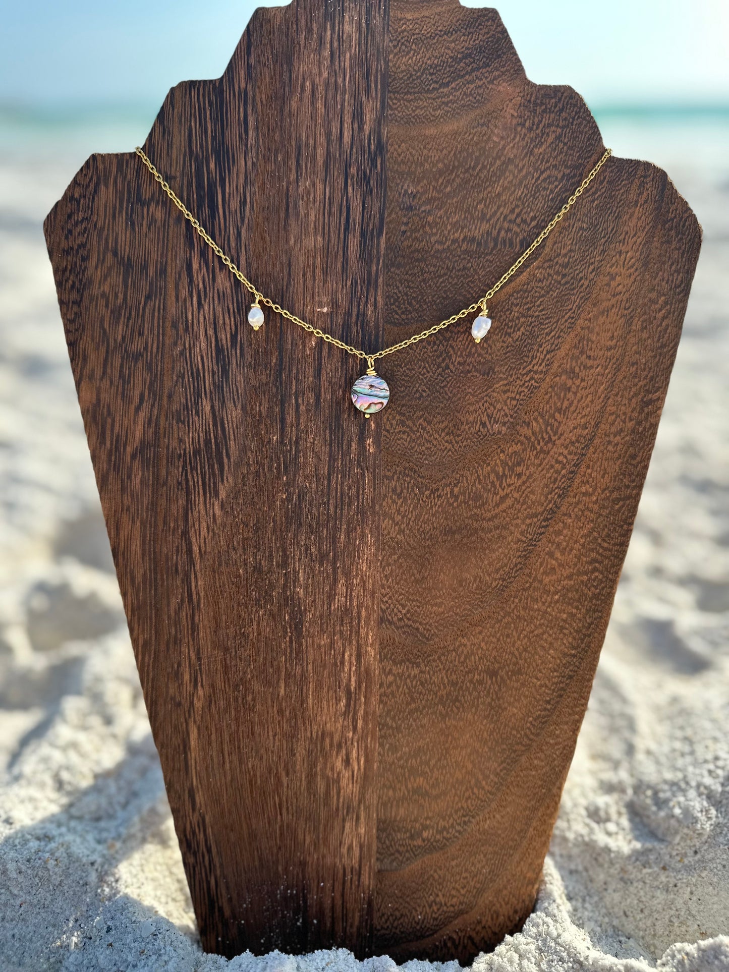 Dainty Abalone Shell and Pearl Necklace