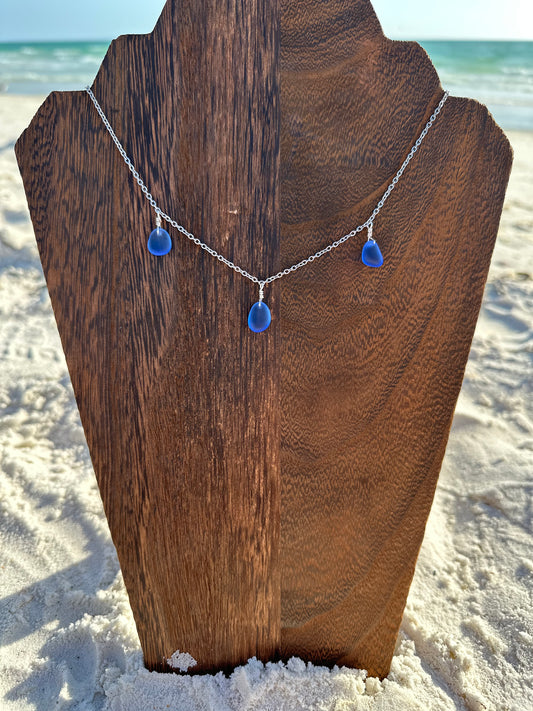 Royal Blue Multi Sea Glass Necklace