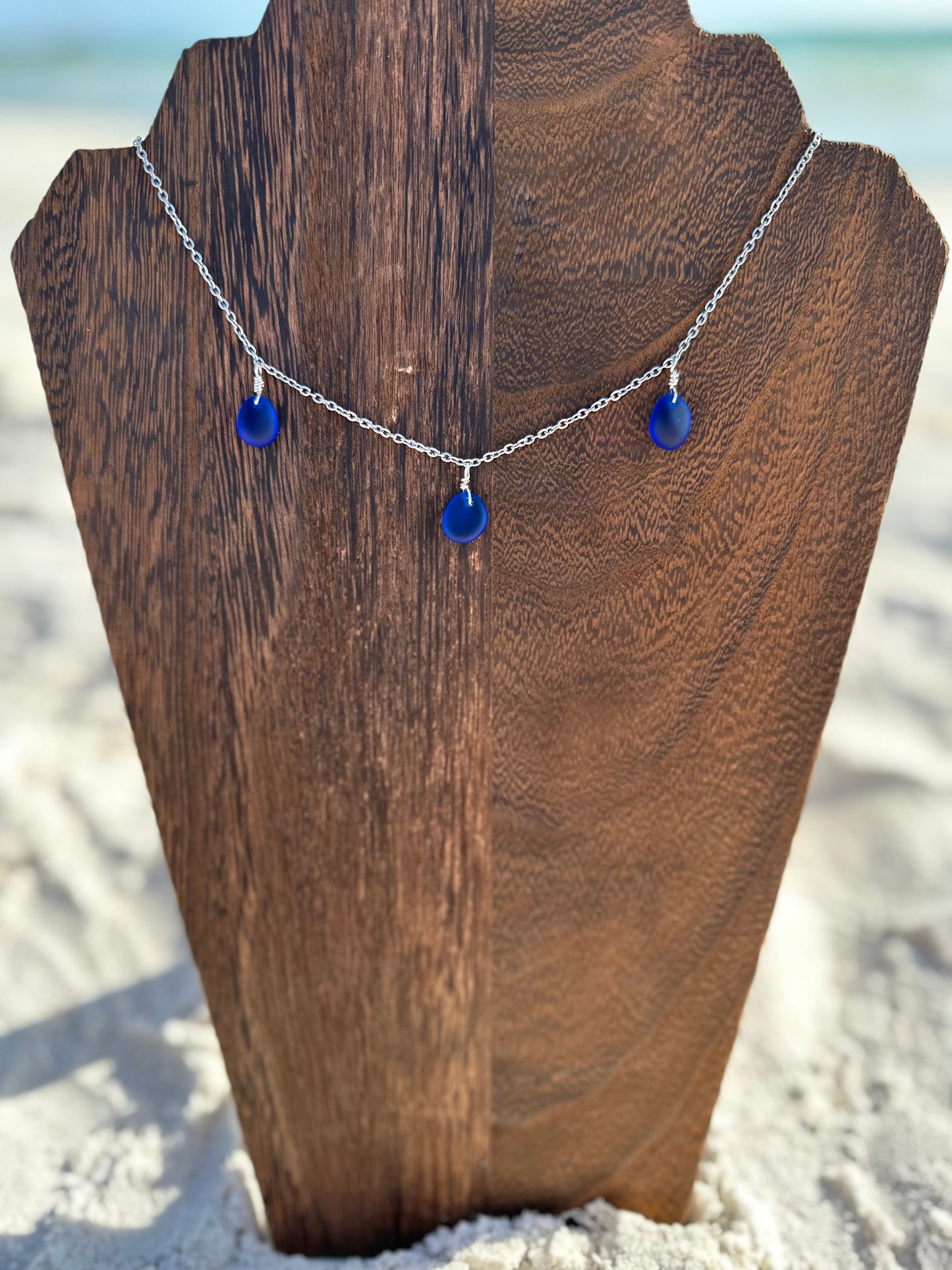 Dark Blue Multi Sea Glass Necklace
