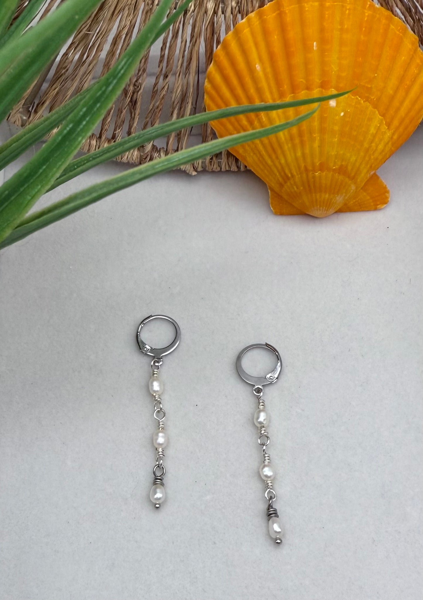 Oval Freshwater Pearl Dangle Earrings