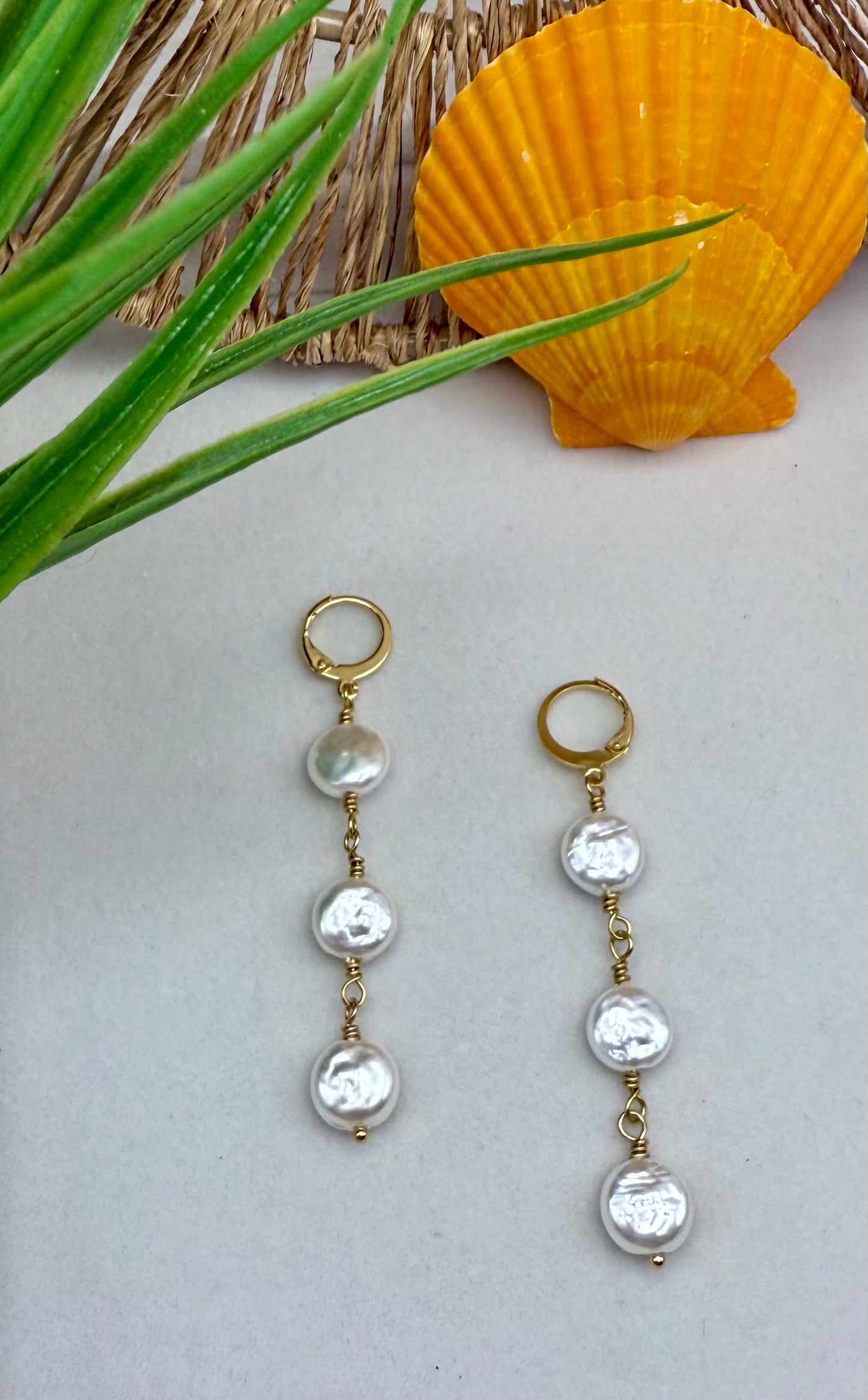 Triple Freshwater Pearl Drop Earrings