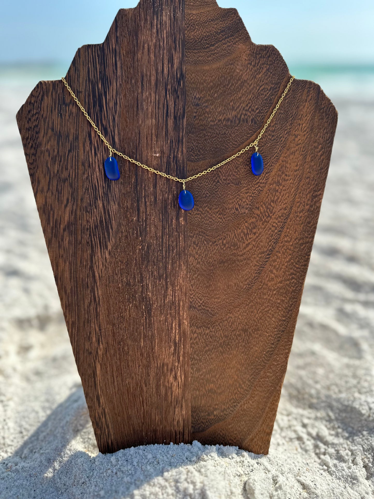 Dark Blue Multi Sea Glass Necklace