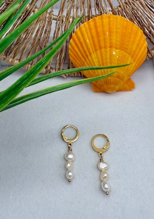 Triple Freshwater Pearl Dangle Earrings