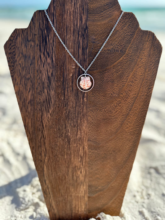 Circle Scallop Dangle Necklace