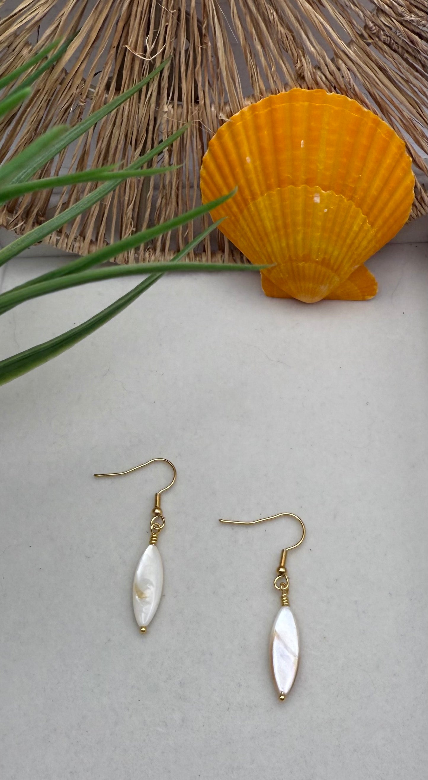 Mother of Pearl Elongated Earrings