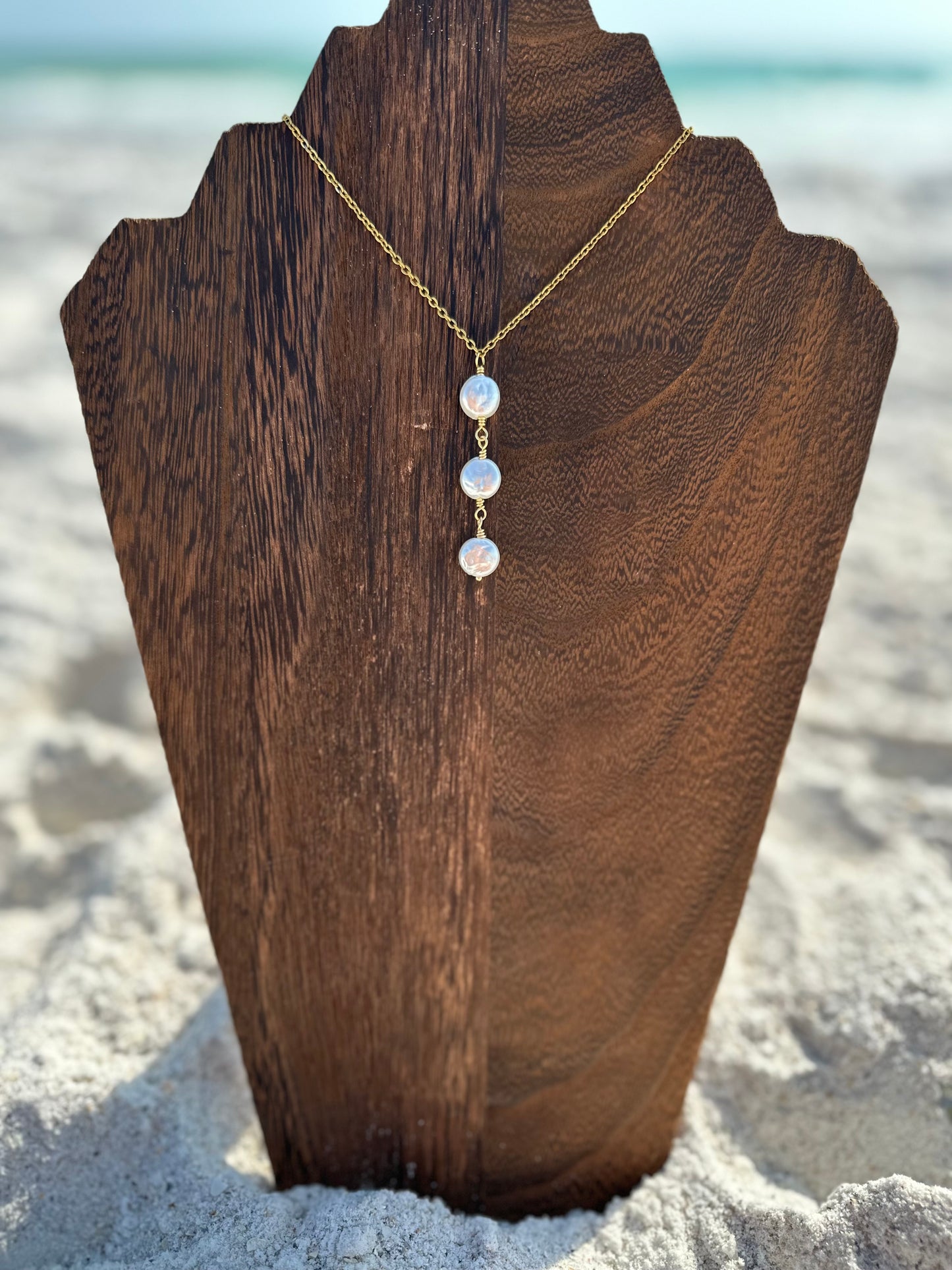 Multi Freshwater Coin Pearl Drop Necklace