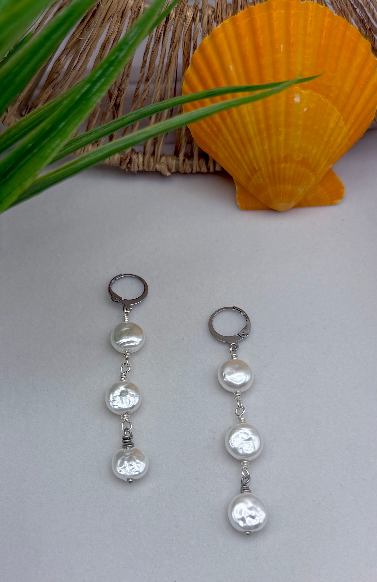 Triple Freshwater Pearl Drop Earrings