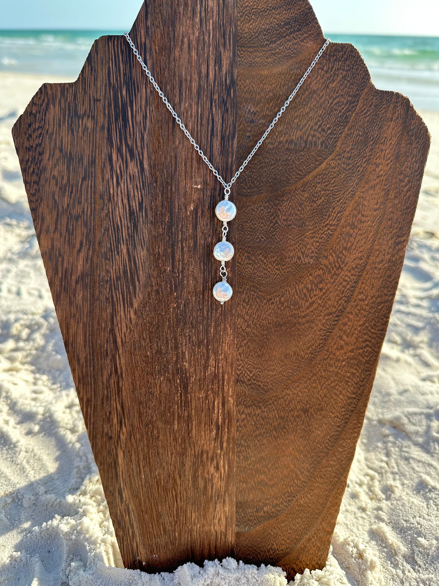 Multi Freshwater Coin Pearl Drop Necklace
