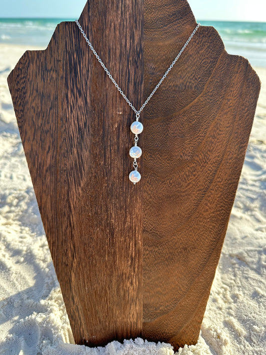 Multi Freshwater Coin Pearl Drop Necklace