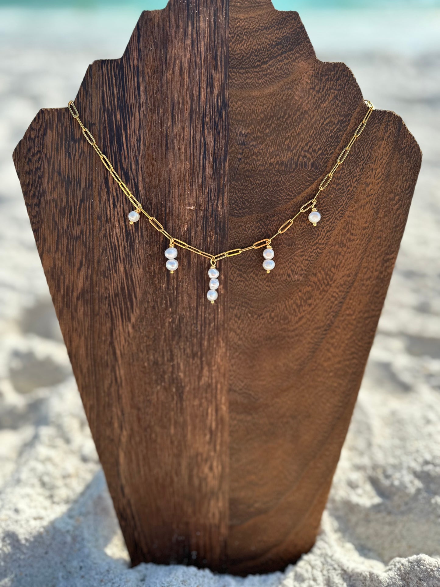 Multi Freshwater Pearl Paperclip Necklace