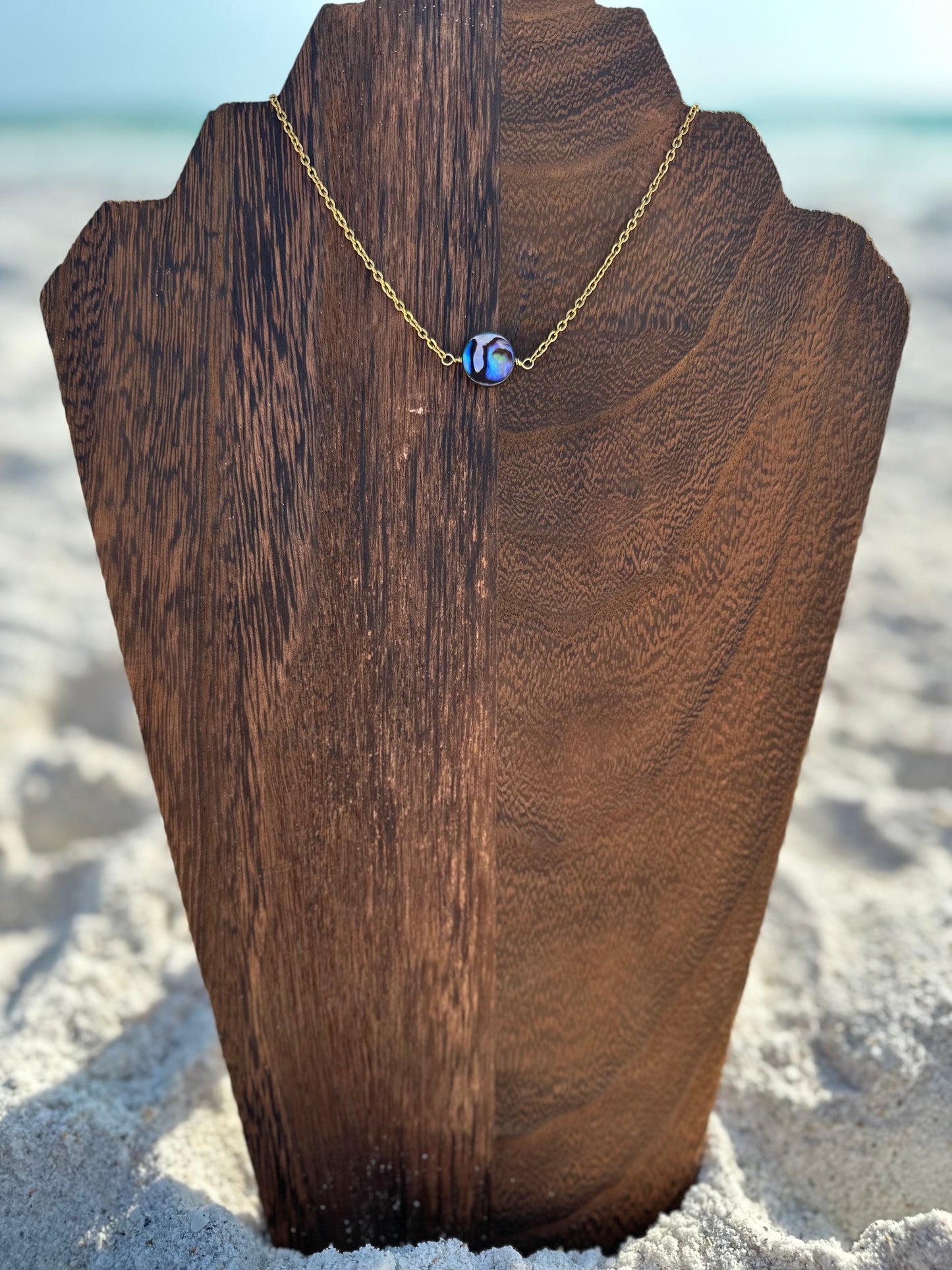 Dainty Single Abalone Shell Bar Necklace