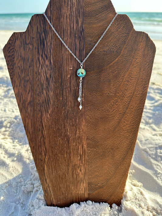 Abalone Pearl Double Drop Necklace
