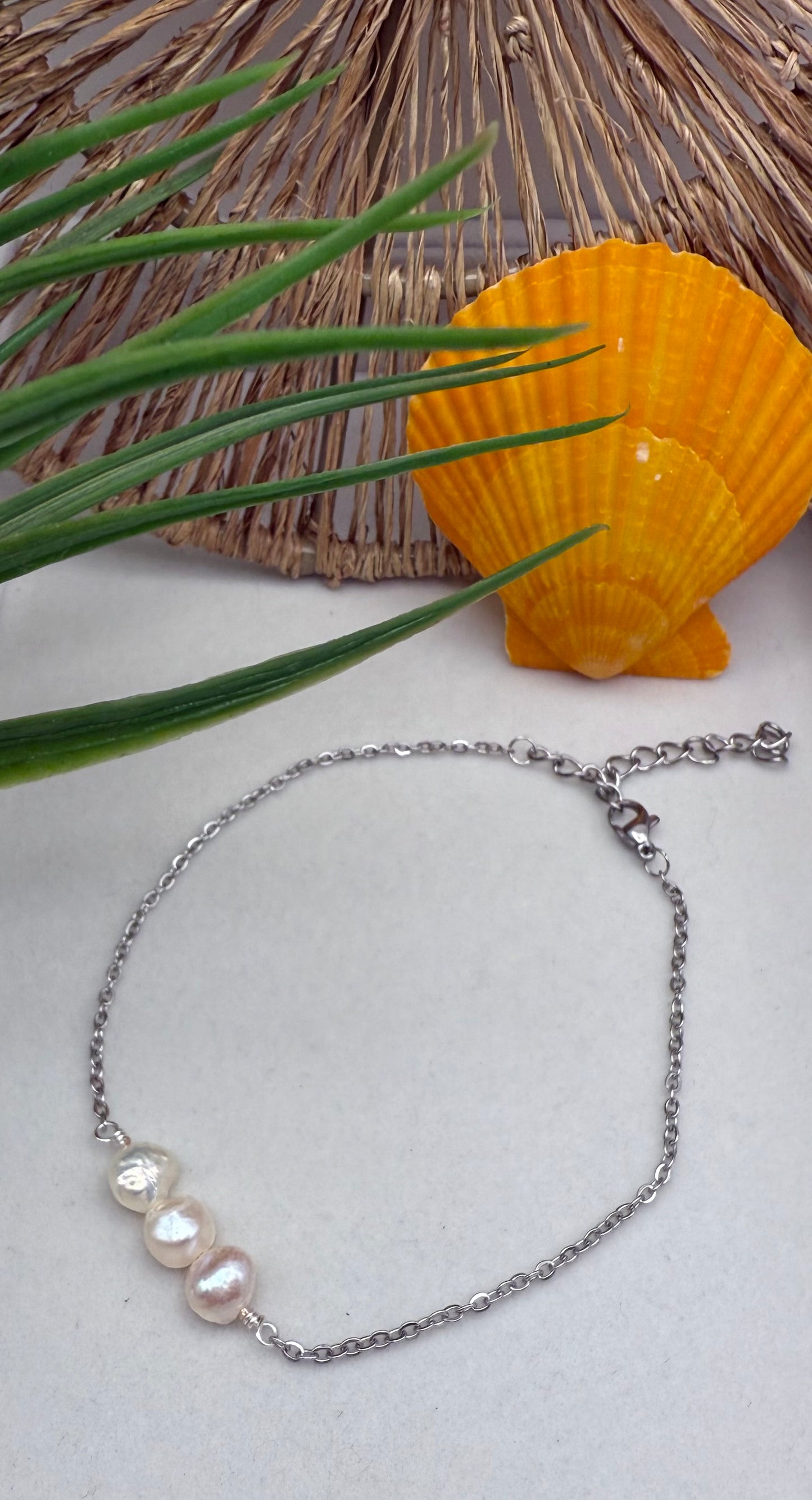 Genuine Freshwater Pearl Bar Anklet