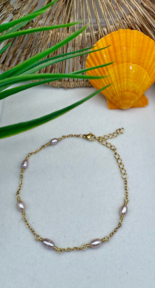Pink Freshwater Pearl Anklet