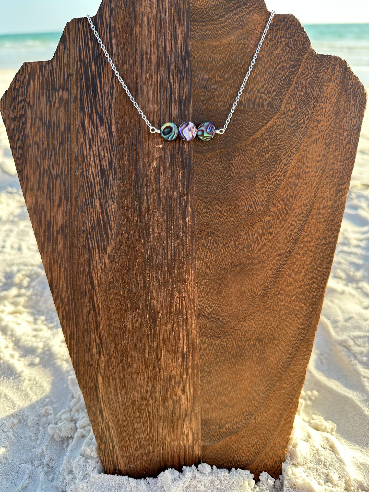 Triple Abalone Bar Necklace