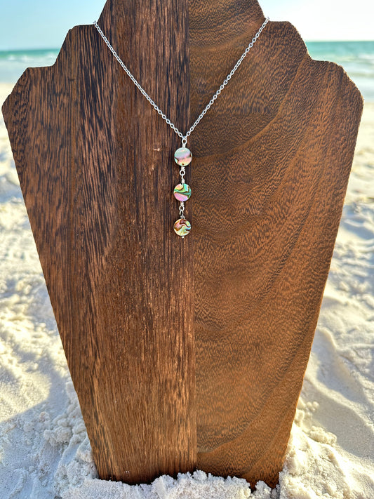 Triple Abalone Drop Necklace