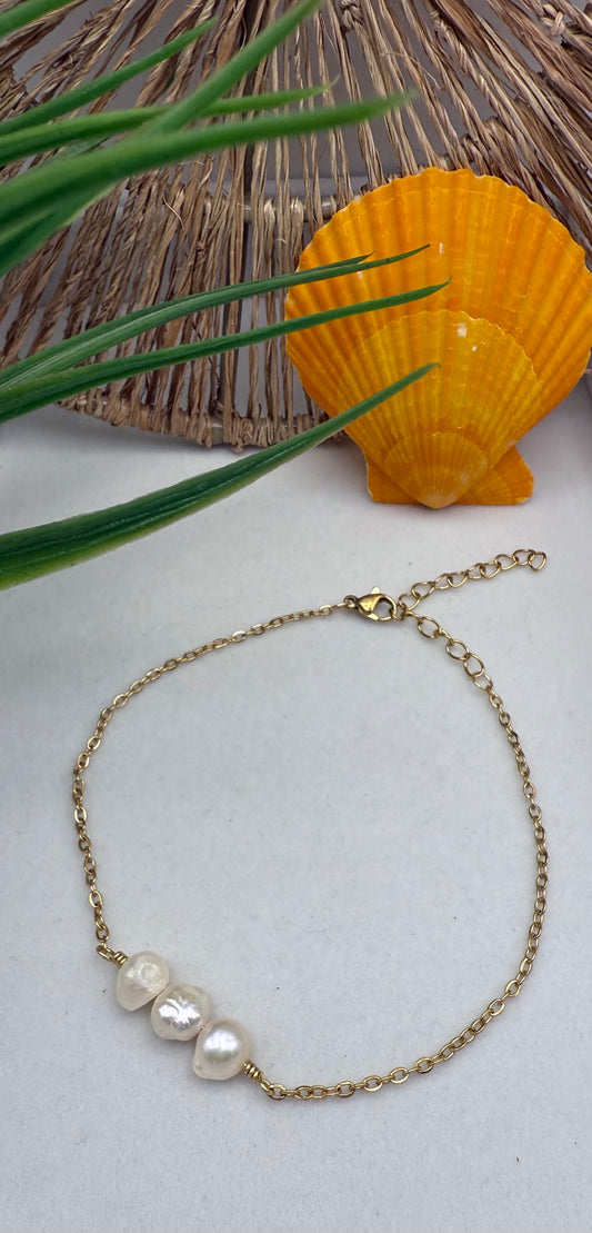Genuine Freshwater Pearl Bar Anklet