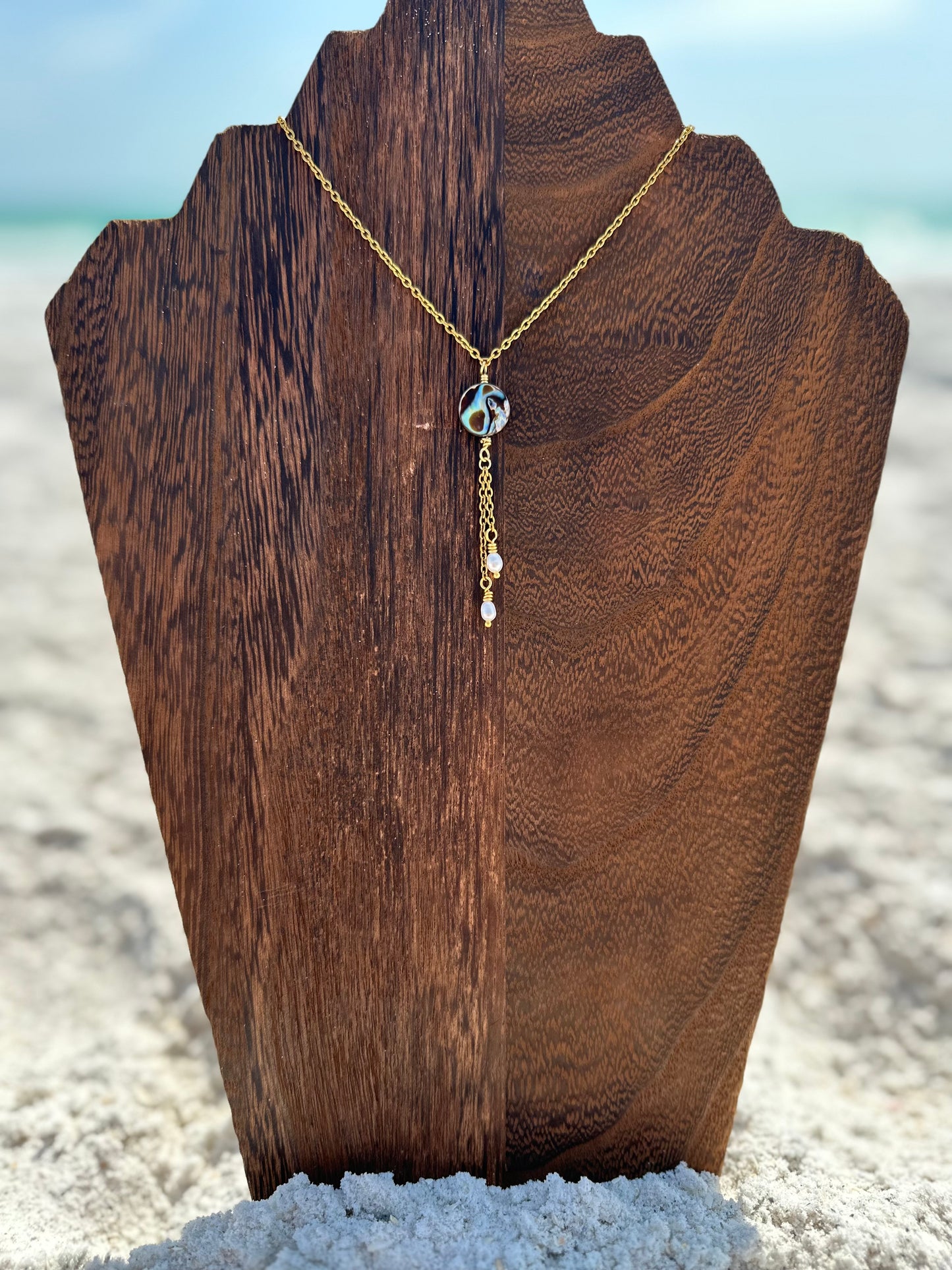Abalone Pearl Double Drop Necklace