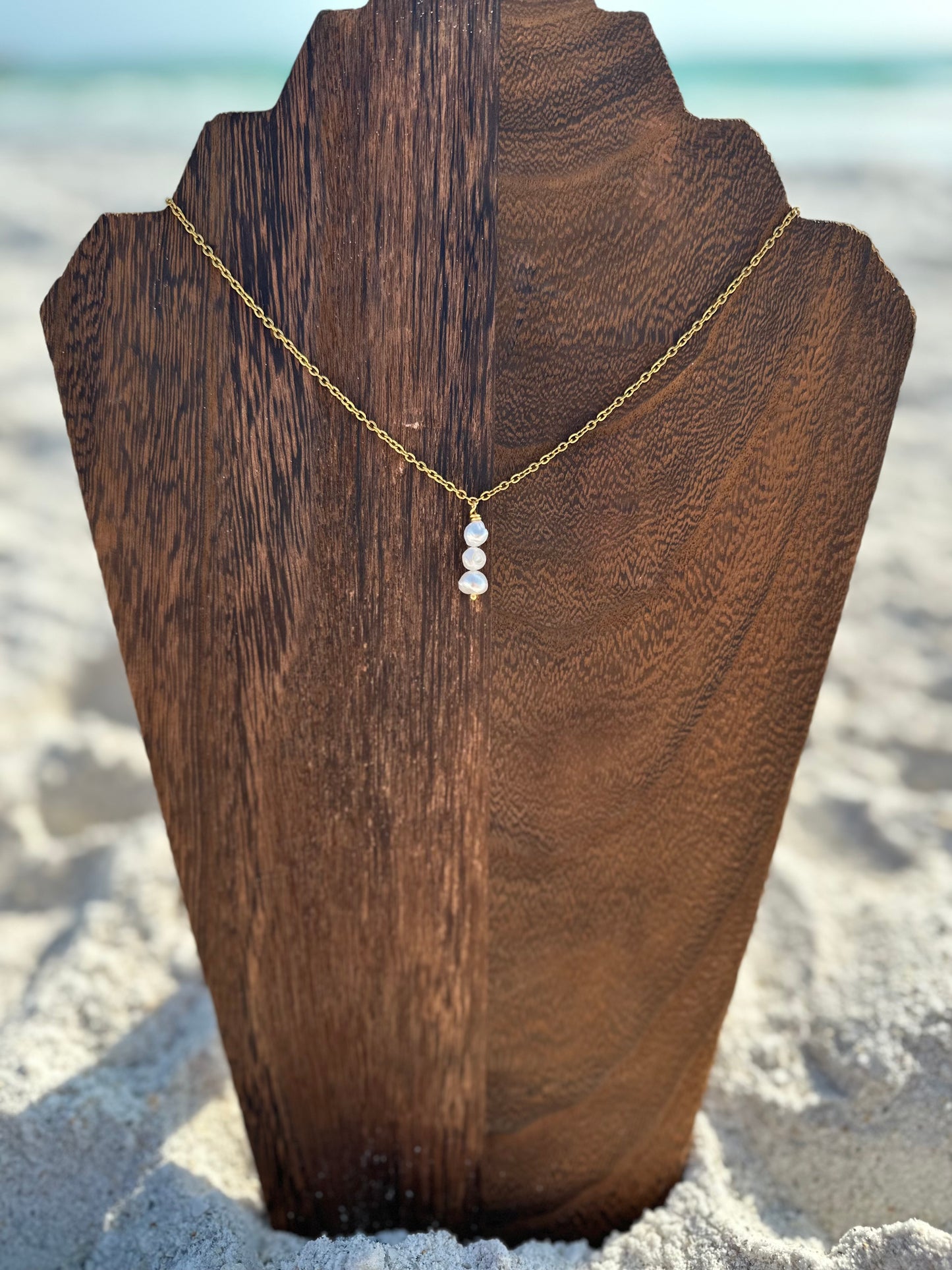 Triple Pearl Drop Necklace