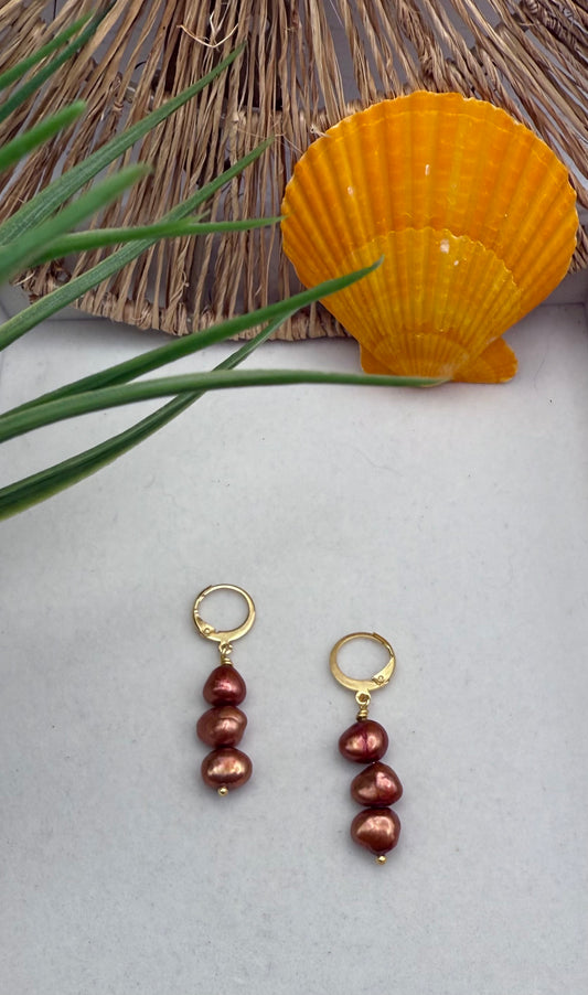 Rust Colored Freshwater Pearl Earrings