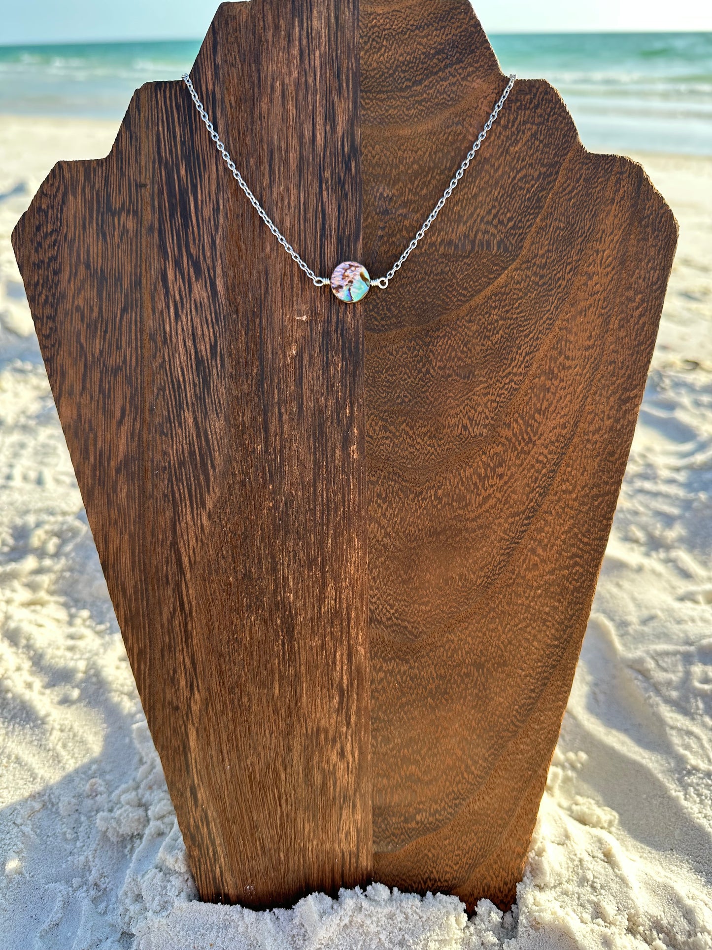 Dainty Single Abalone Shell Bar Necklace