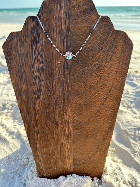 Dainty Single Abalone Shell Bar Necklace