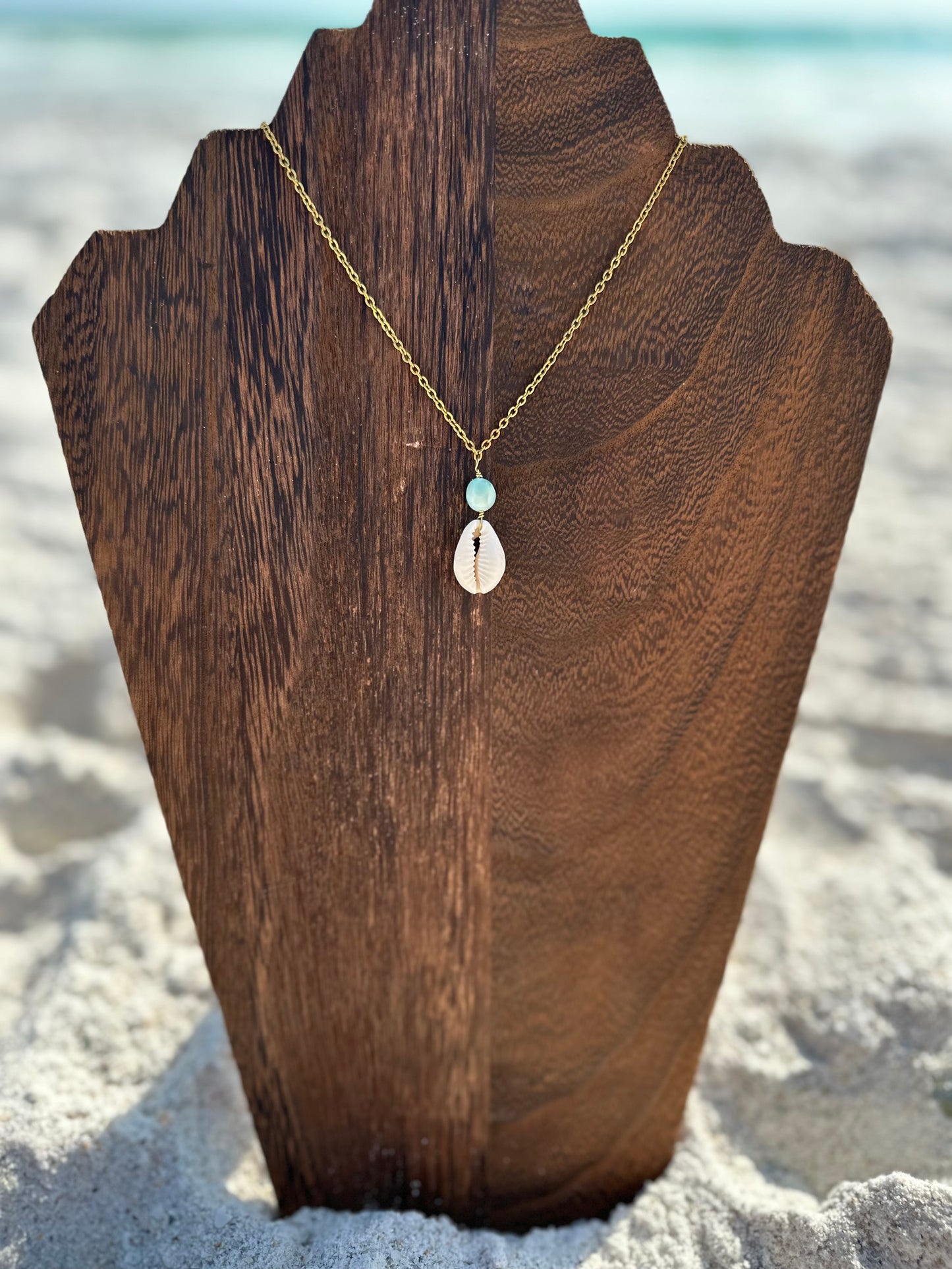 Aqua Chowrie Shell Drop Necklace