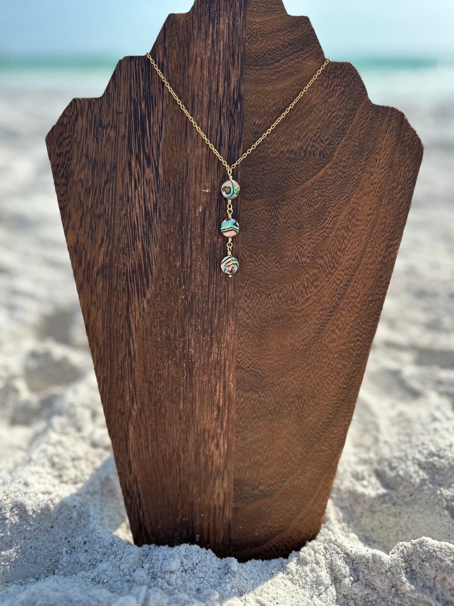 Triple Abalone Drop Necklace