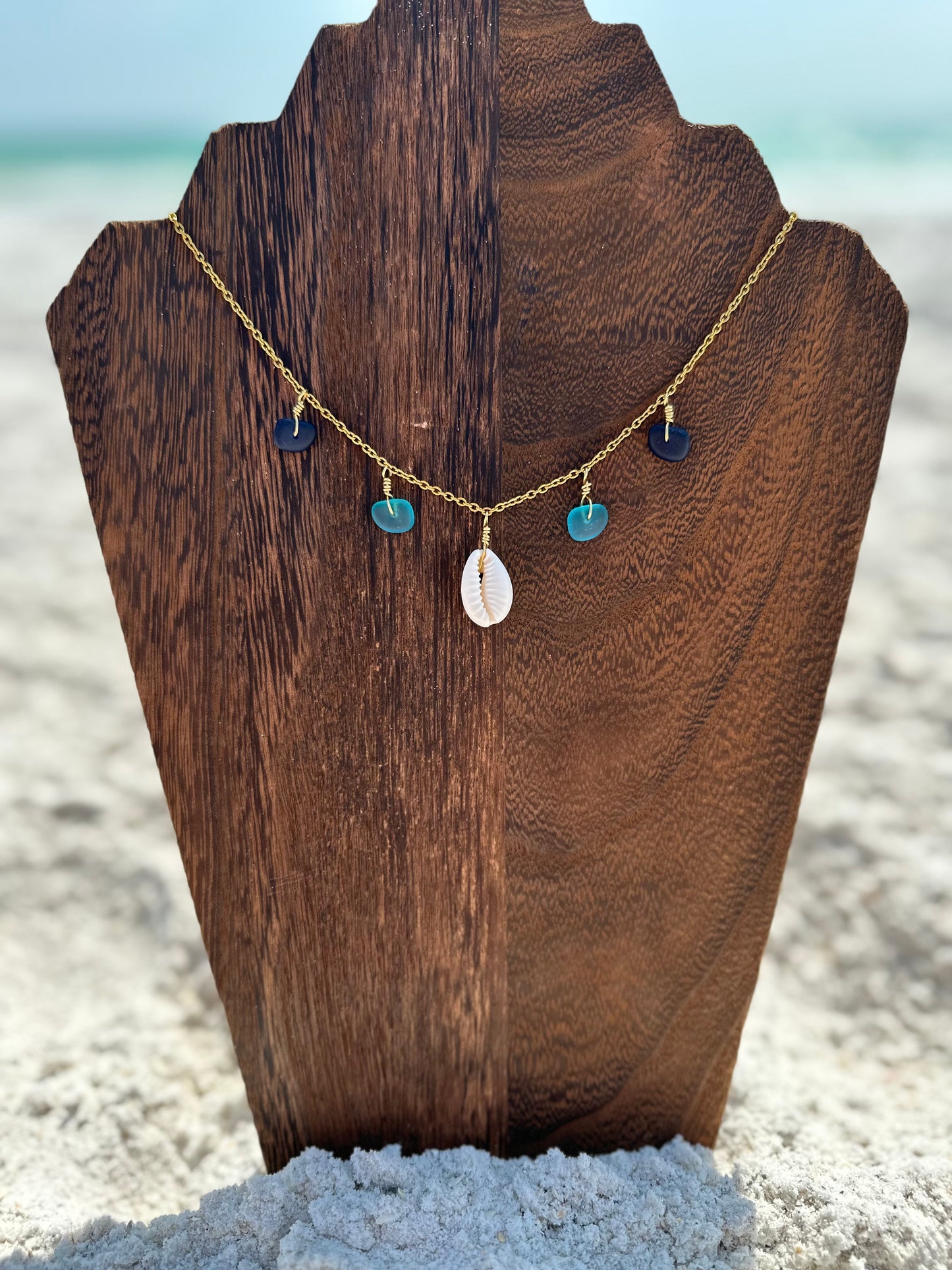 Mixed Sea Glass and Cowrie Shell Necklace