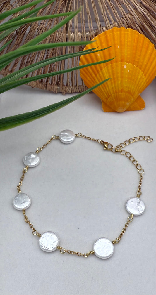 Freshwater Pearl Coin Anklet