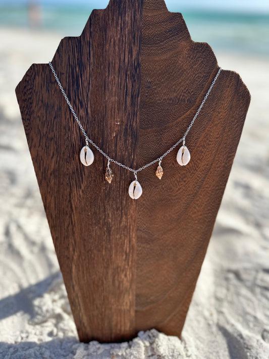 Cowrie and Conch Shell Multi Necklace