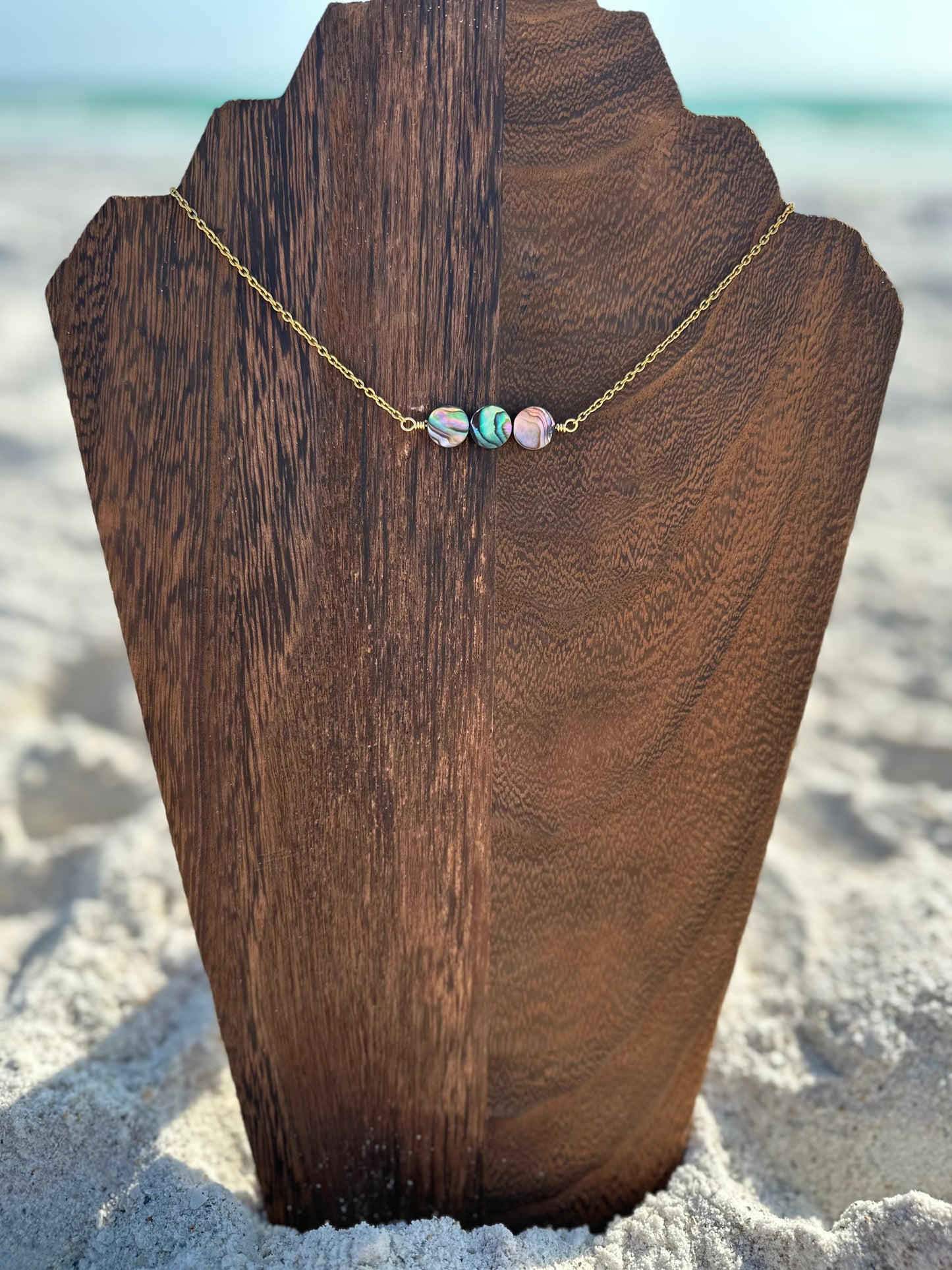 Triple Abalone Bar Necklace
