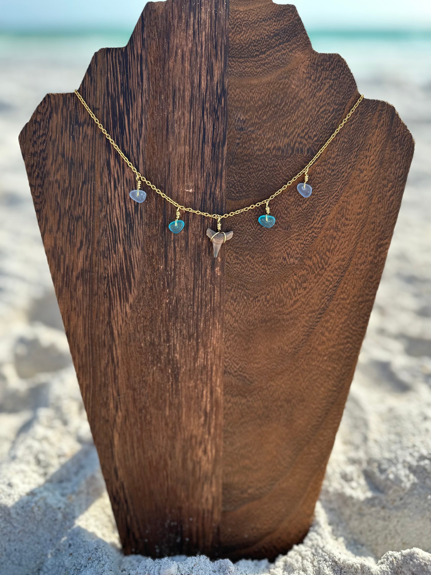 Mixed Sea Glass and Shark Tooth Necklace
