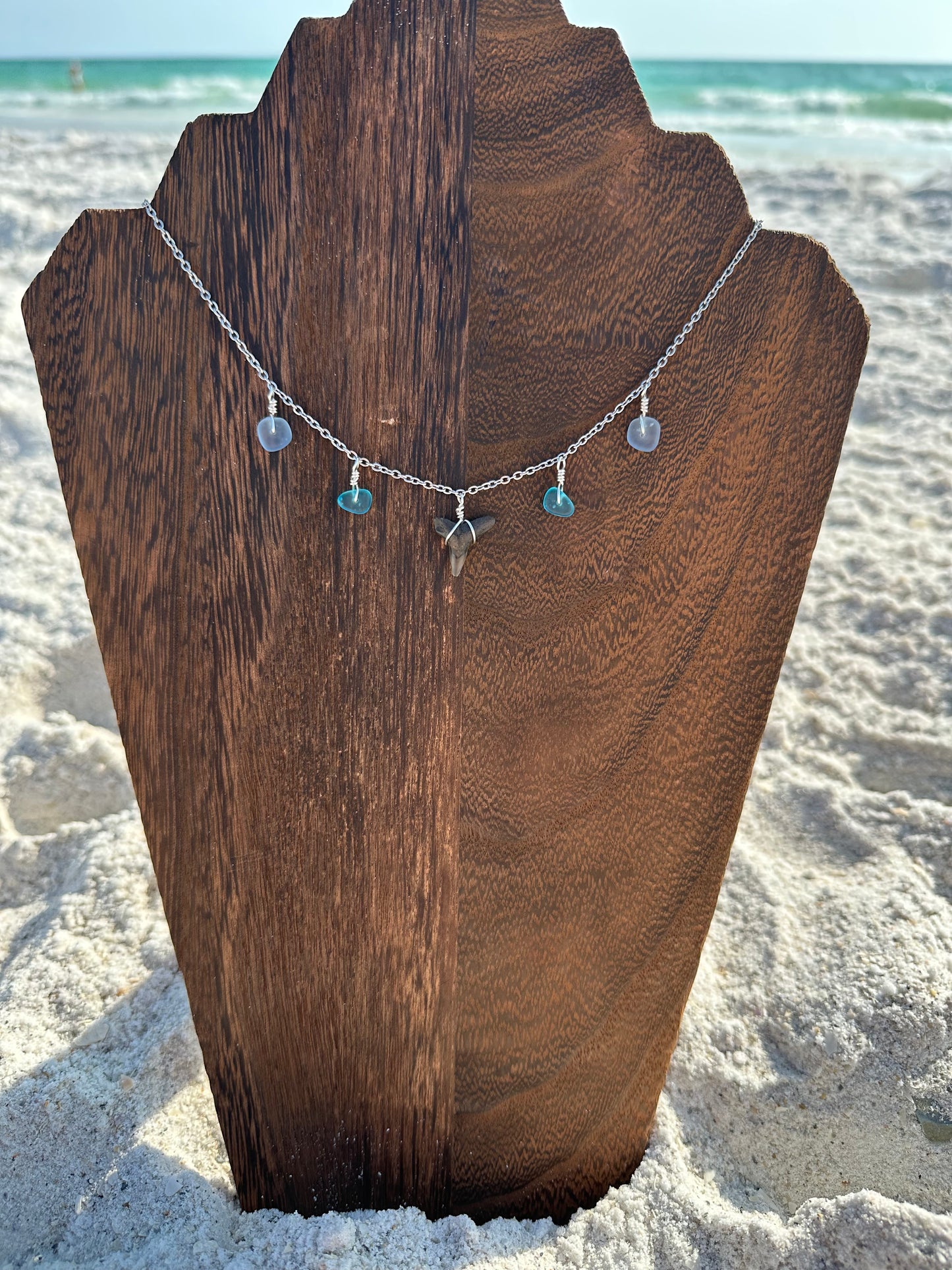 Mixed Sea Glass and Shark Tooth Necklace