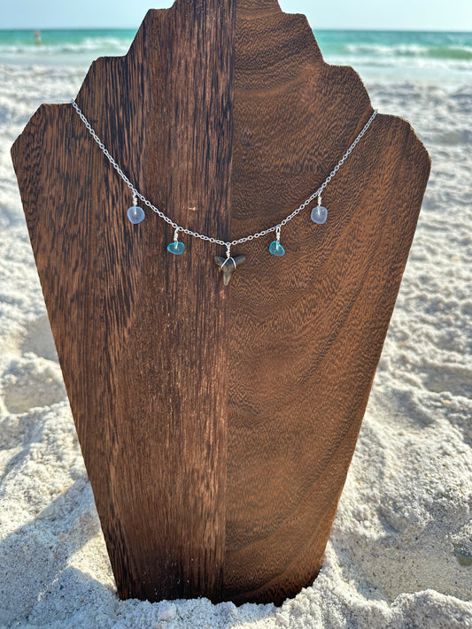 Mixed Sea Glass and Shark Tooth Necklace