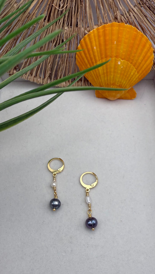 Peacock and Freshwater Pearl Earrings