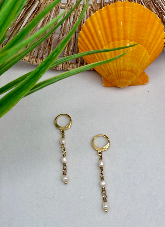 Oval Freshwater Pearl Dangle Earrings