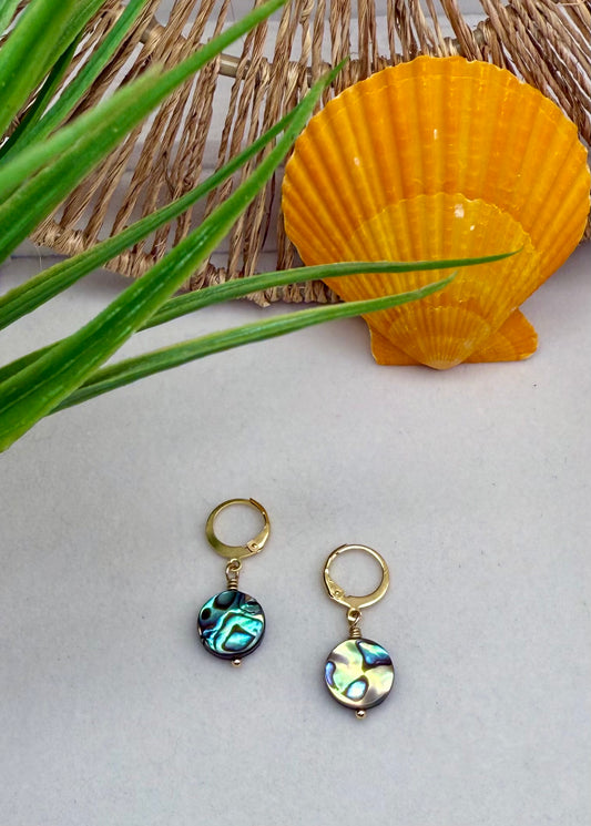 Dainty Abalone Shell Bead Earrings
